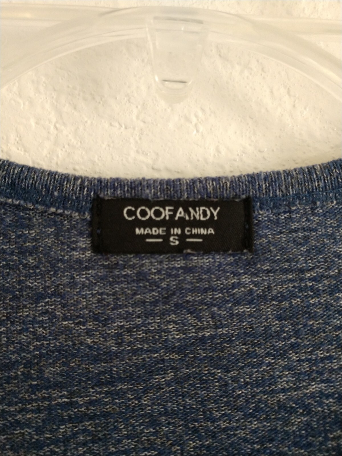 Coofandy Henley Shirt Blue Heathered Long Sleeve Men’s Size Small Chest 36″