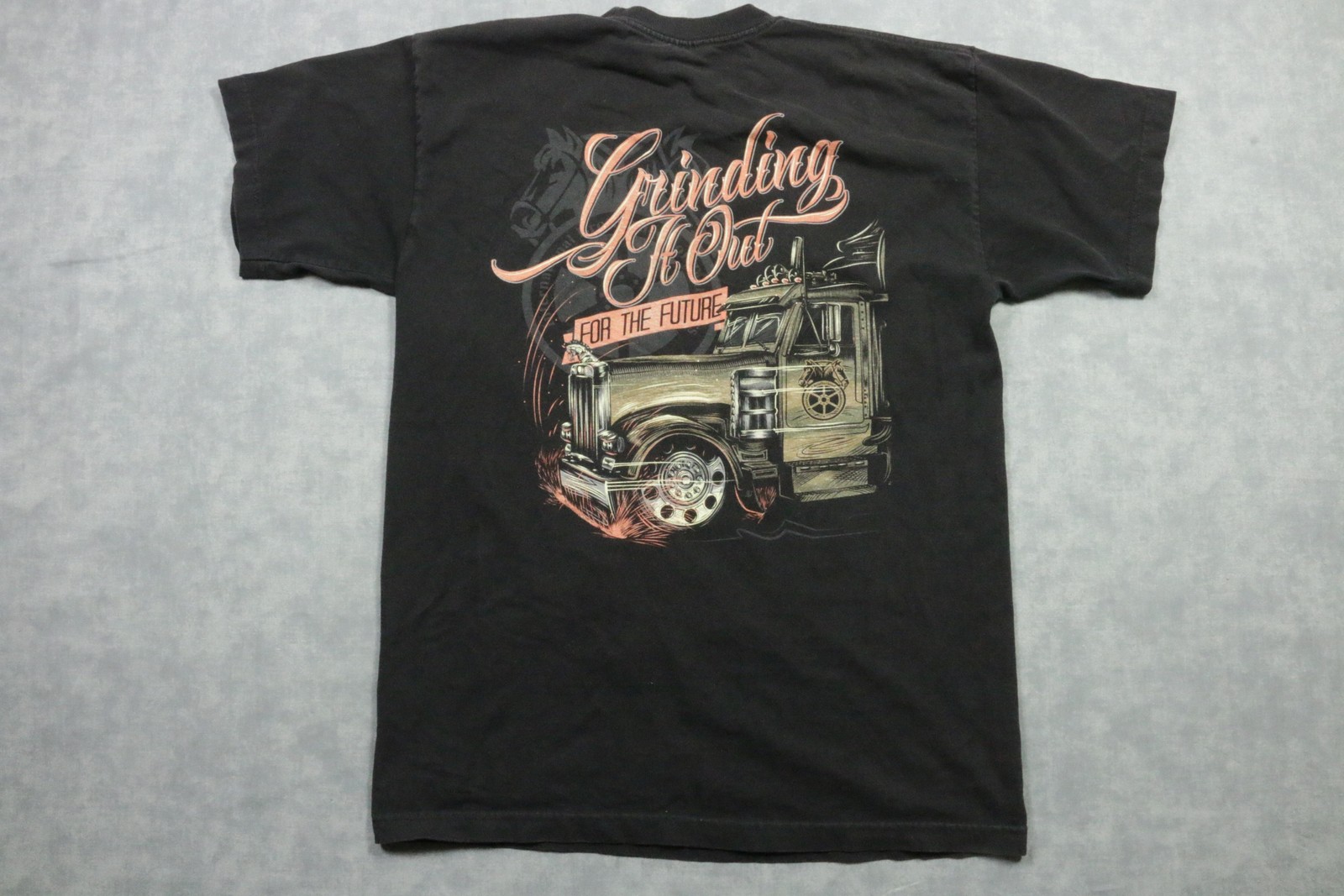 Bayside Hollywood Teamsters Shirt Mens Large Black Grinding Trucker Graphic Tee