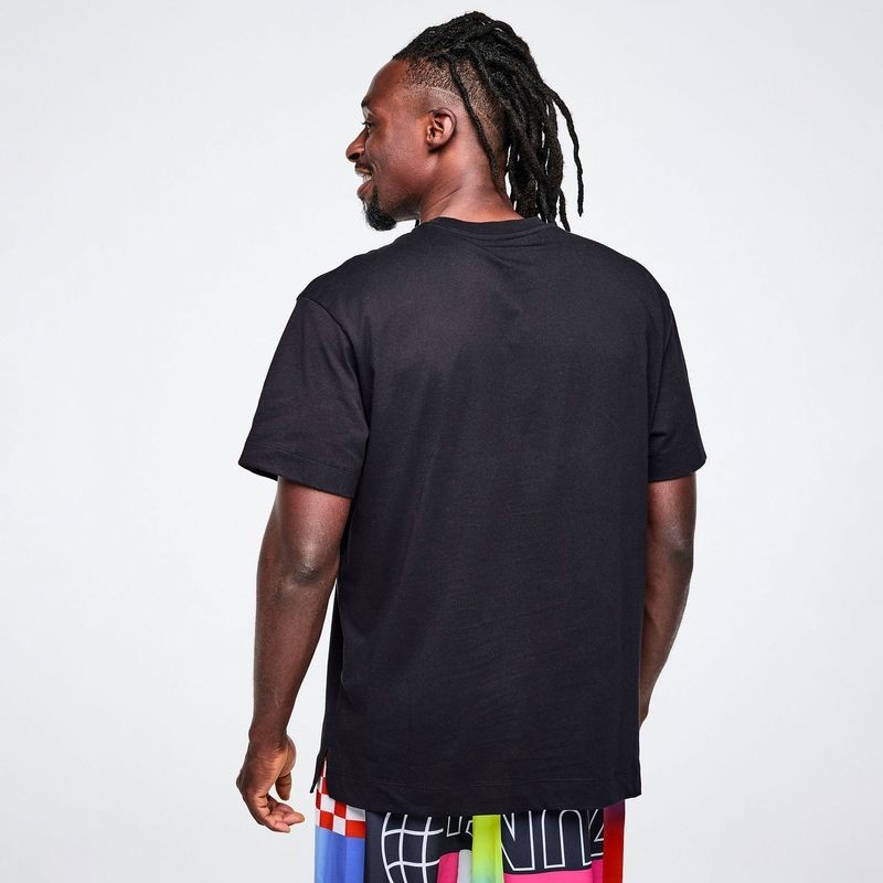 Zumba Worldwide Oversized Crew Neck Top – Black (men’s sizing) ~ XS S M L XL