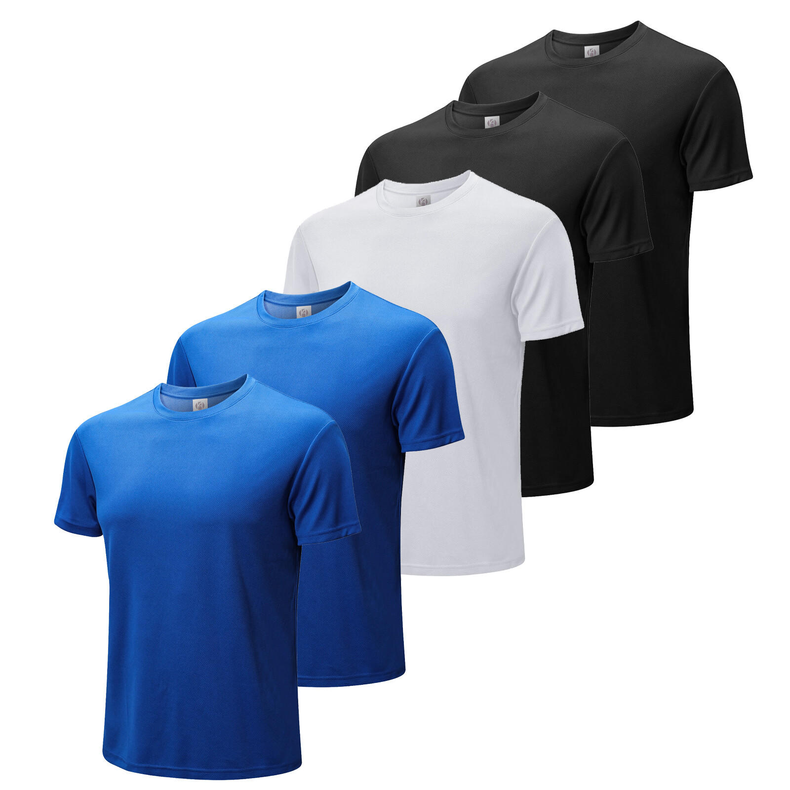 5PCS Men’s Sleeve Polyester Sport Shirt Workout Moisture Wicking Gym T-Shirt