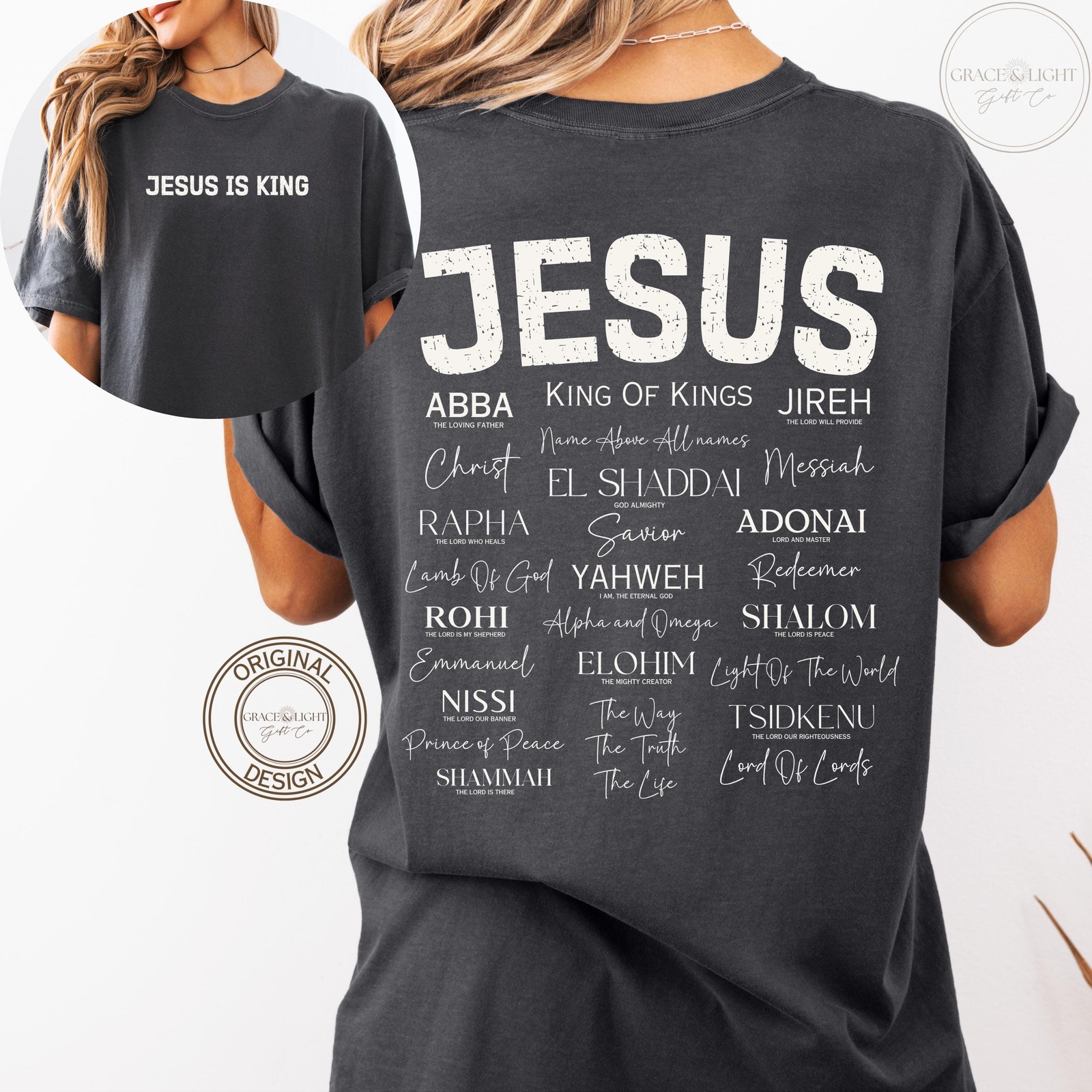 Jesus Is King Names of God Hebrew Shirt Christian Comfort Colors Yahweh Shirt