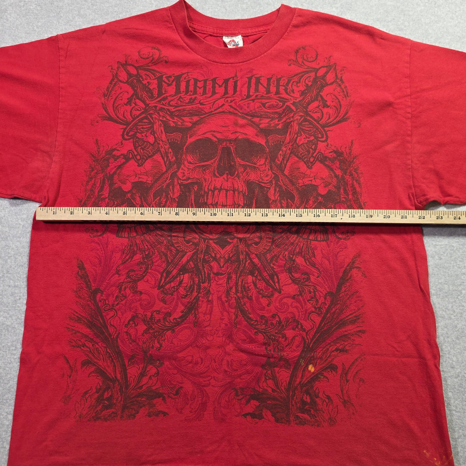 Alstyle Filthy Ink Skull Shirt Mens XL Red Gothic Tattoo Crossed Swords Graphic