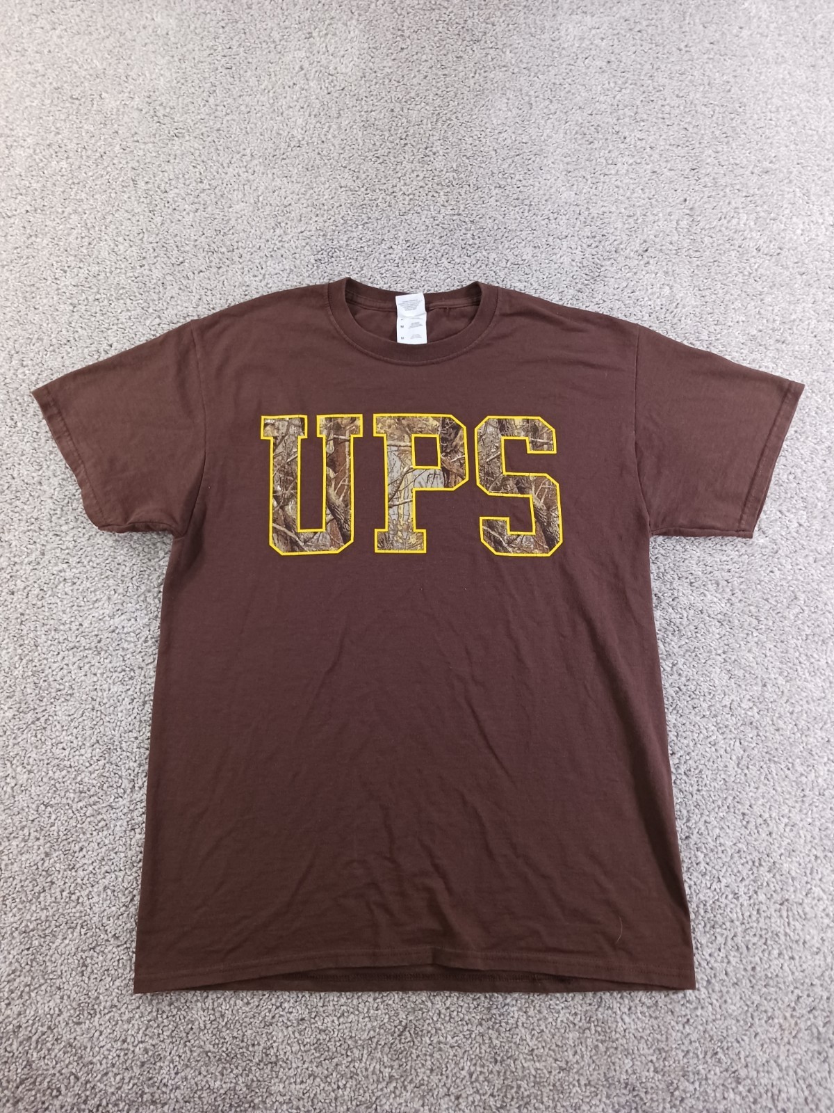 Jerzees Dri Power Active Mens M Short Sleeve T-Shirt Camouflage UPS Print Brown