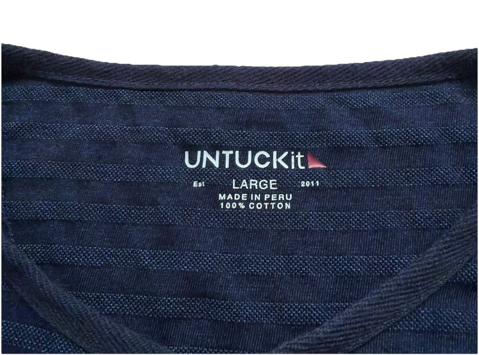 UNTUCKit Henley Shirt Mens Large Indigo Wash Striped Textured Casual 100% Cotton