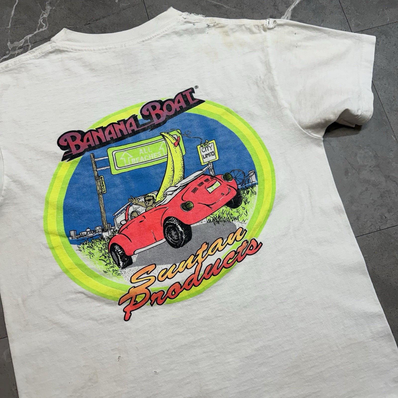 Vintage 80s 90s Banana Boat Suntan Products Promo T Shirt Size Medium