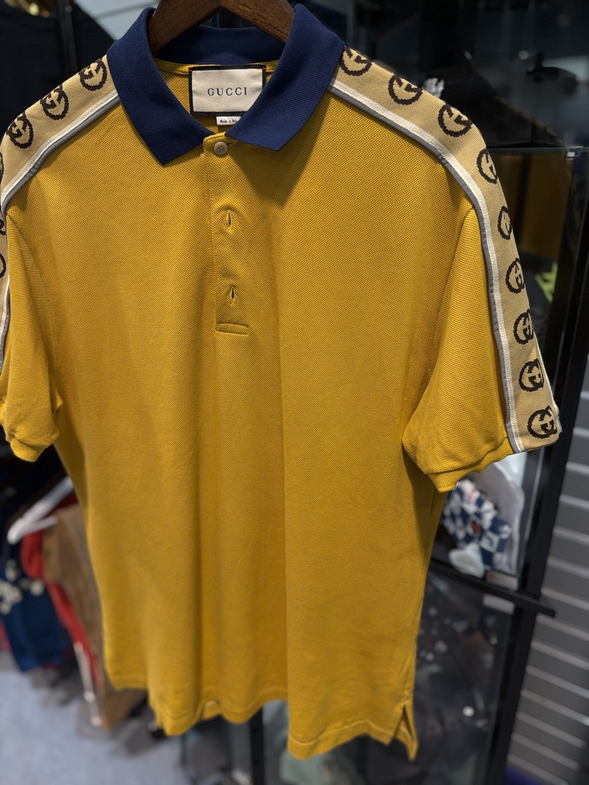 Gucci Polo T Shirt Yellow/Gold Size XXL $850 Retail 100% Authentic