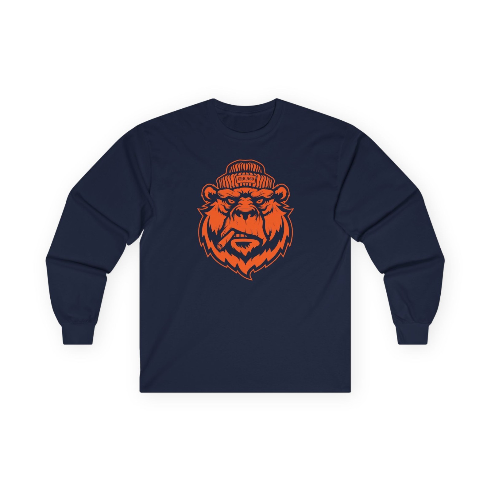 Long Sleeve Gangster Bear From Chicago Tee, Chicago Football T-Shirt