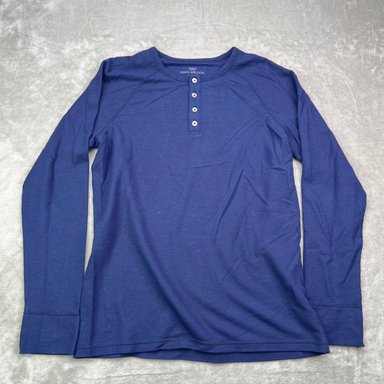Mack Weldon Waffle Knit Henley Mens Medium Wool Blend Long Sleeve Thermal 2 Pack
