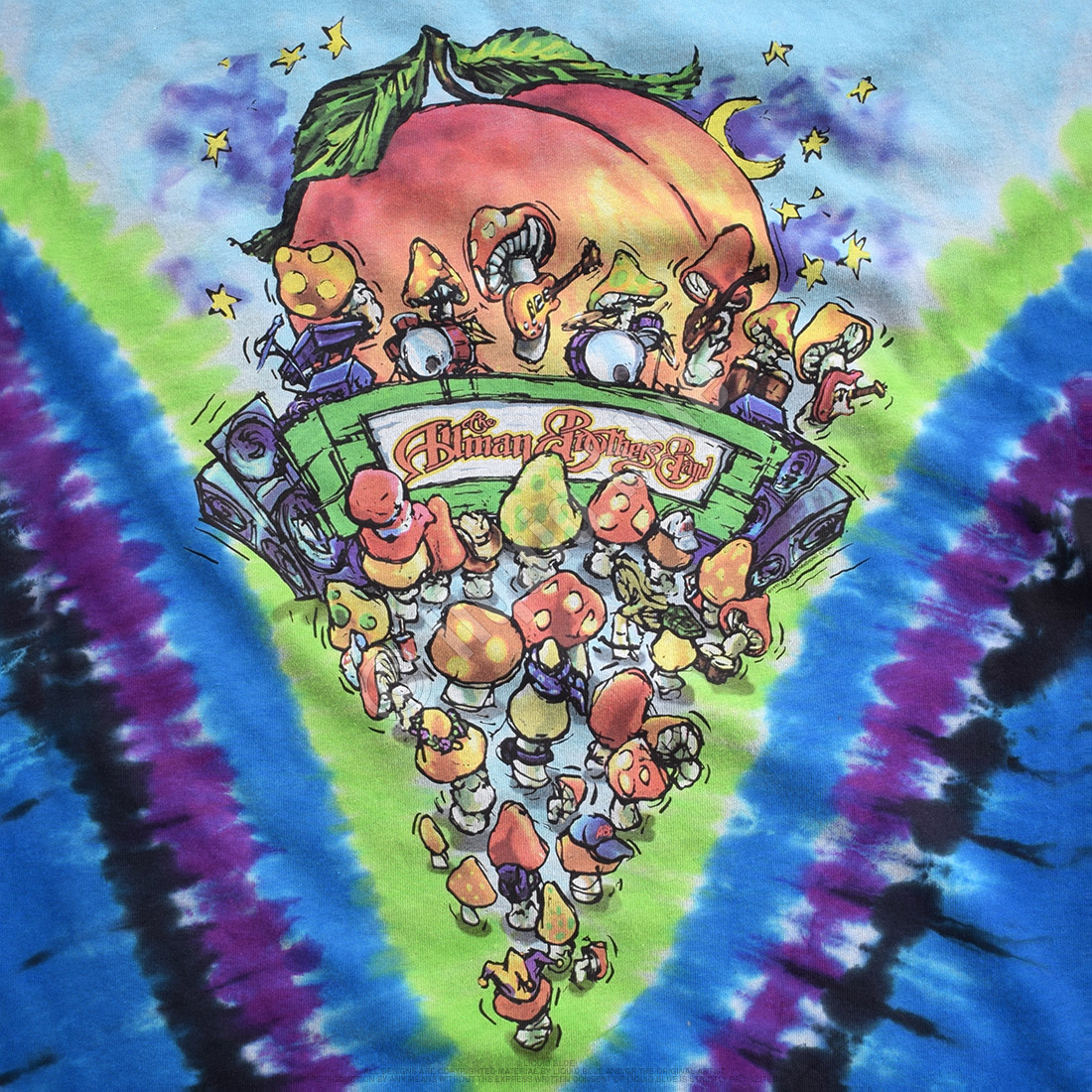 ALLMAN BROTHERS-PEACH MUSHROOM-TIE DYE T-SHIRT M-L-XL-XXL Trucks,Haynes,Betts