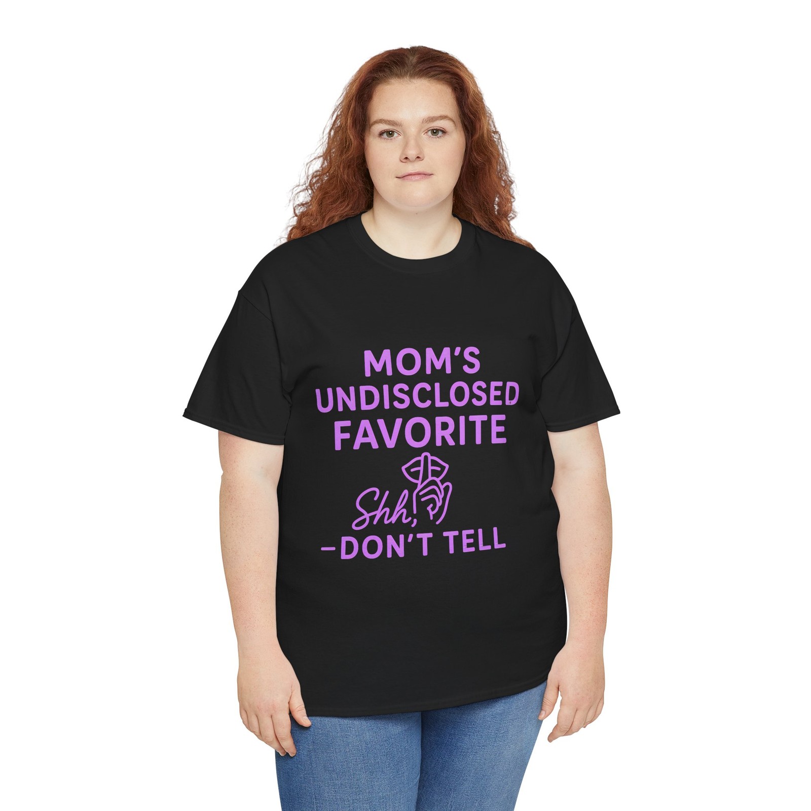 Mom’s Undisclosed Favorite Funny Pinkish Purple Quote Design, Premium Cotton Tee