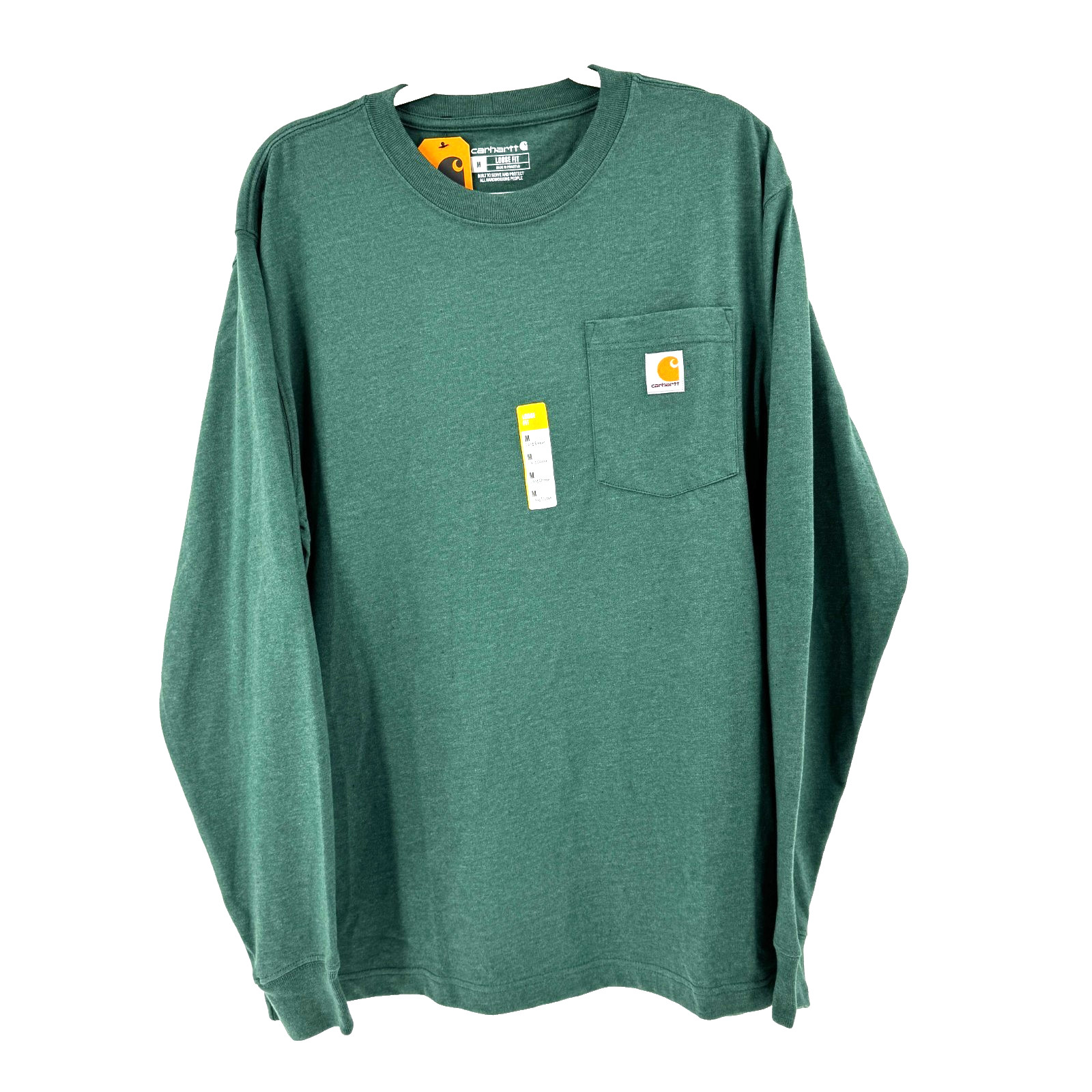 Carhartt K126 Men’s Loose Fit Heavyweight Logo Pocket T-Shirt Med Green Work NEW