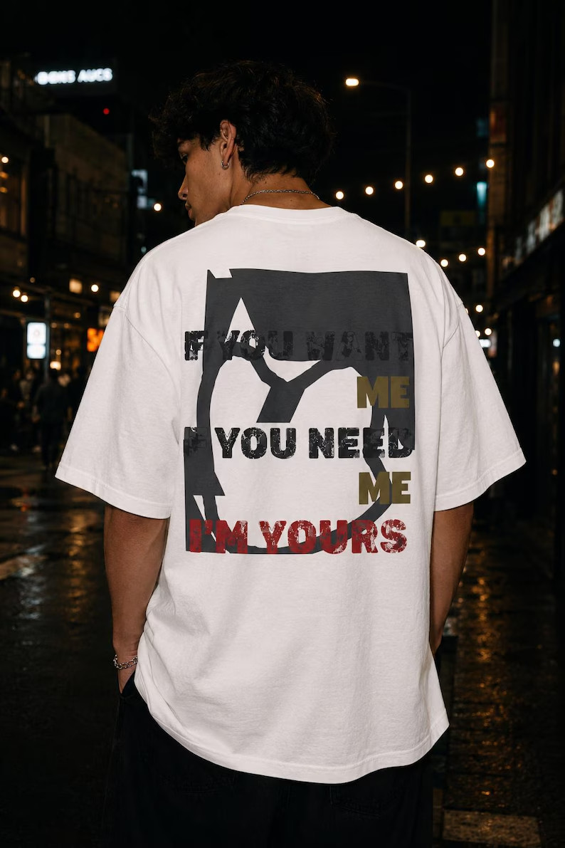 Oversized Streetwear Graphic Tee, Aesthetic Lyric Print Shirt, Trendy Y2K Unisex