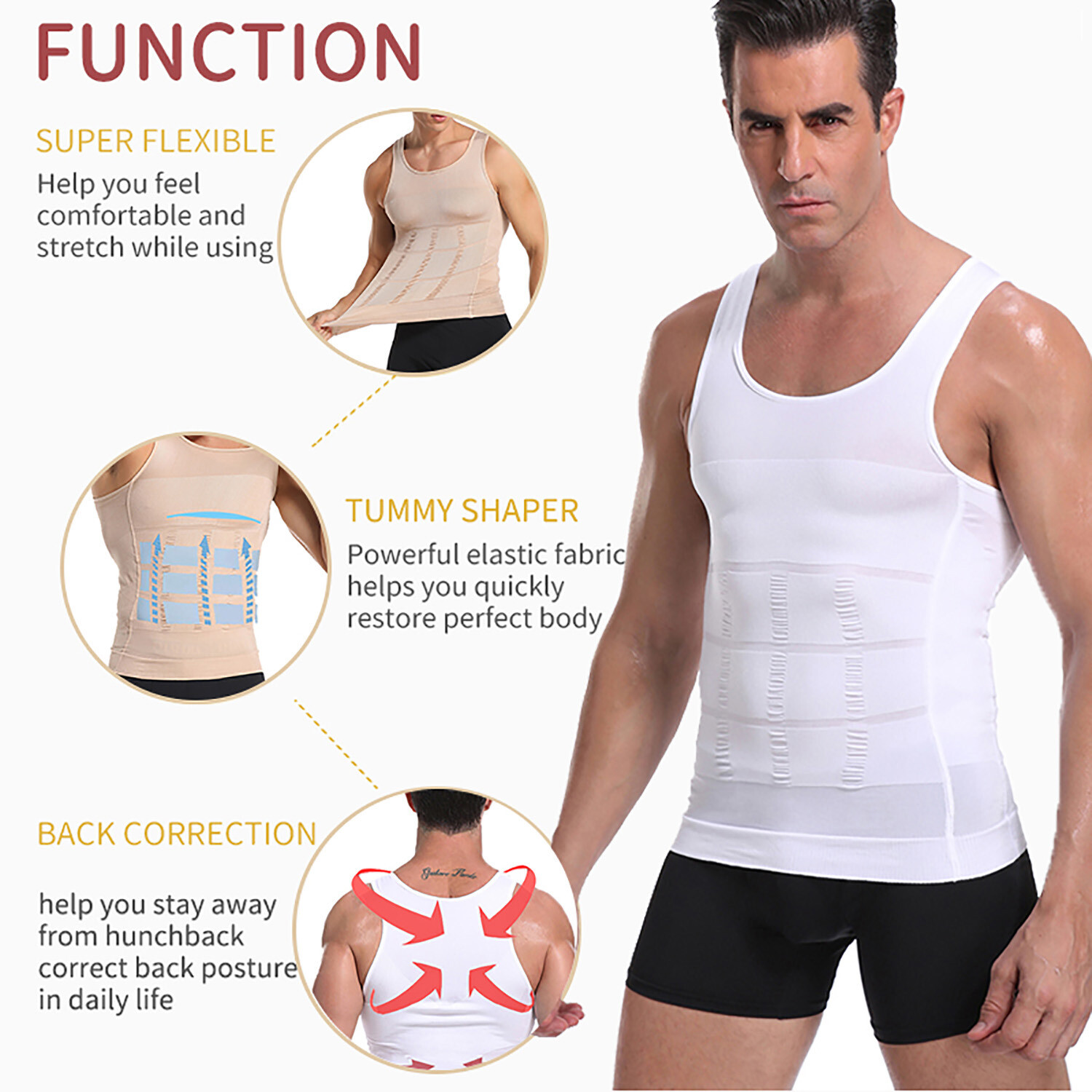 FAJAS Men Body Slimming Tummy Shaper Belly Underwear Shapewear Undershirt Vest