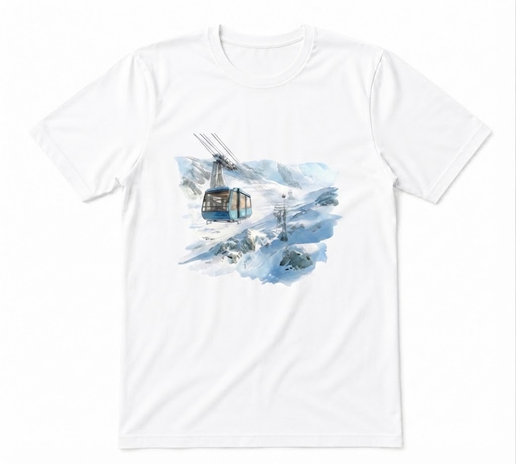 Ski Gondola Ski Cozy Mountain Après Ski Winter Gift Tee White T-shirt