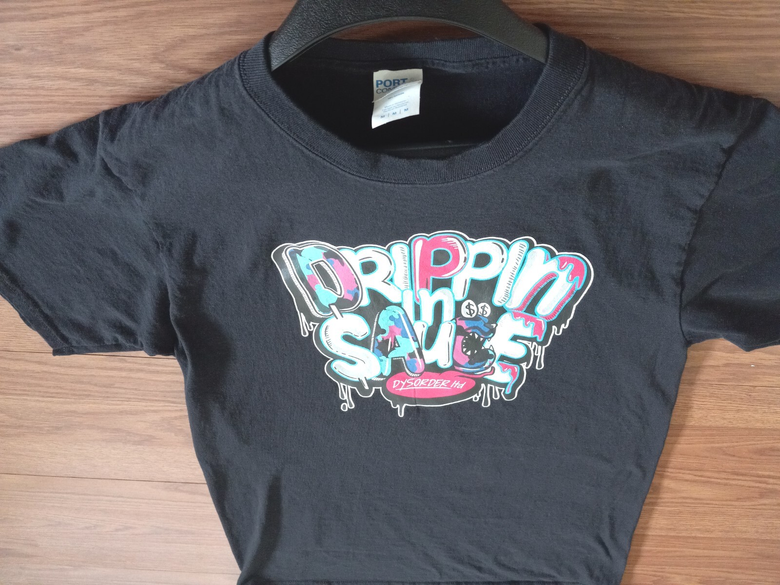 Size Medium Port & Company Core Cotton T Shirt Black Drippin in Sauce! Black