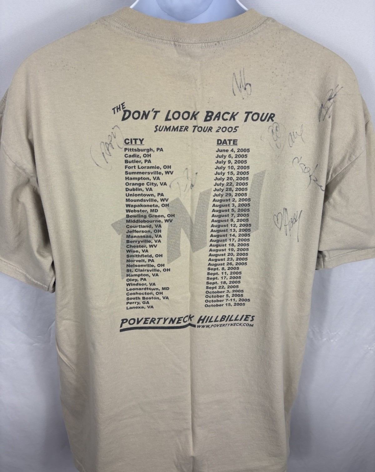 Povertyneck Hillbillies Signed Autograph Double-Sided Tour T-Shirt Size XL