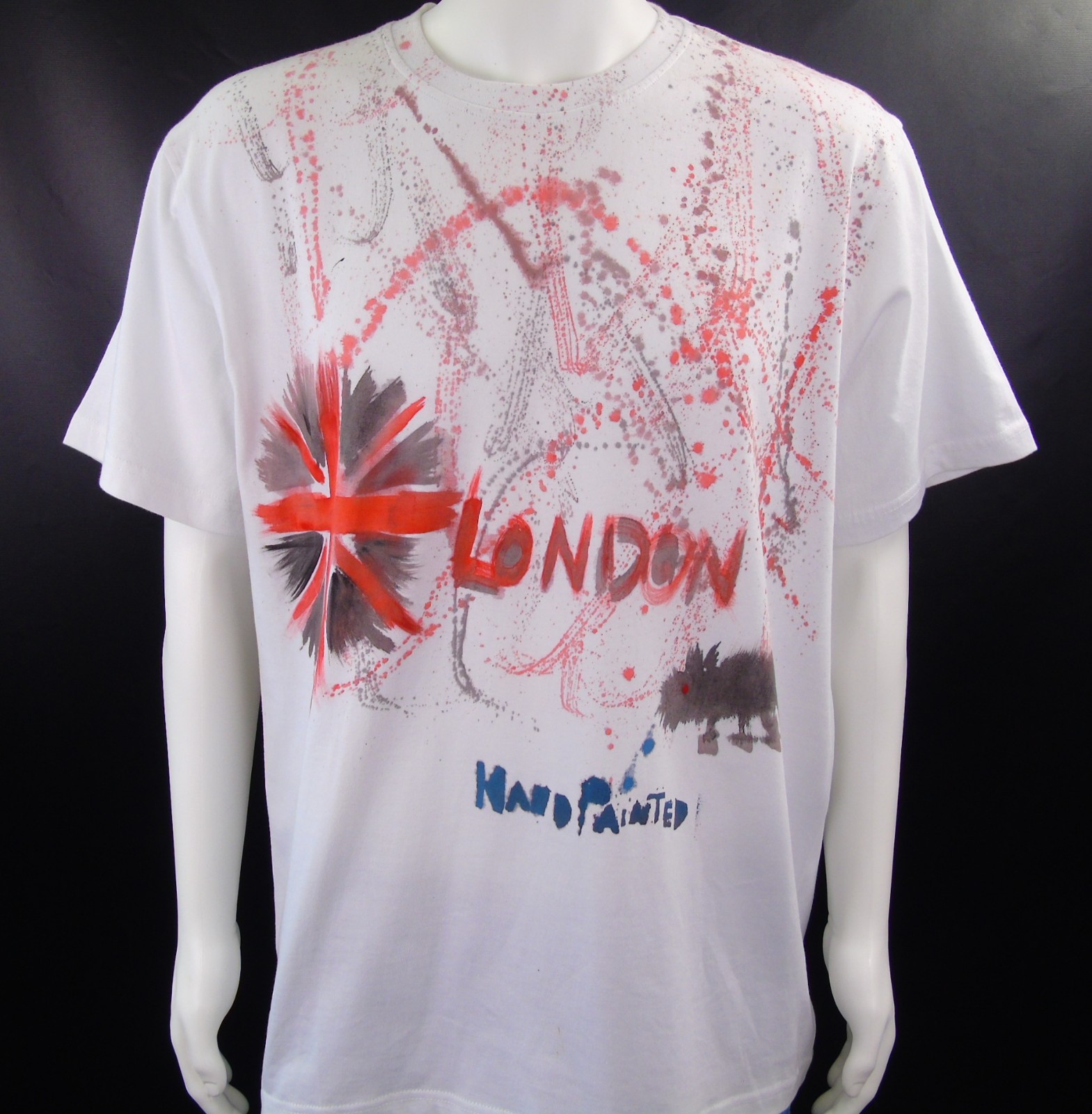 Psychedelic Cat Street Wear Shirt London UK Street Art Hand Painted T Shirt Sz L