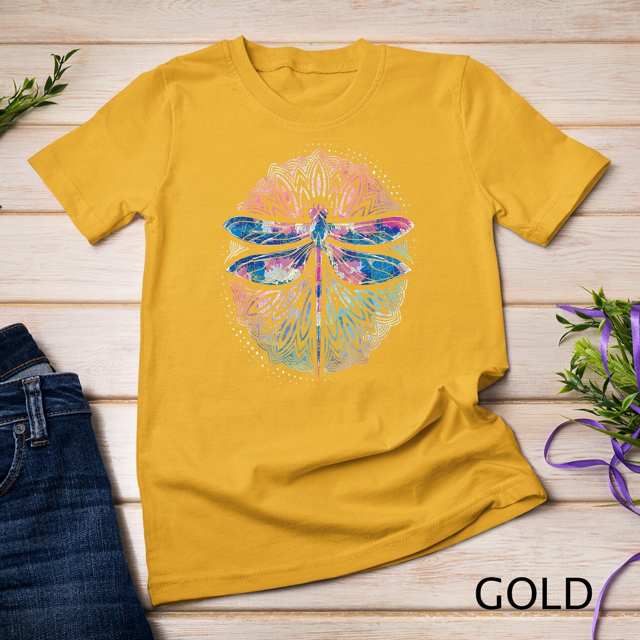 Dragonfly Yoga Meditation Prana Sacred Geometry Mandala T-Shirt Unisex T-shirt