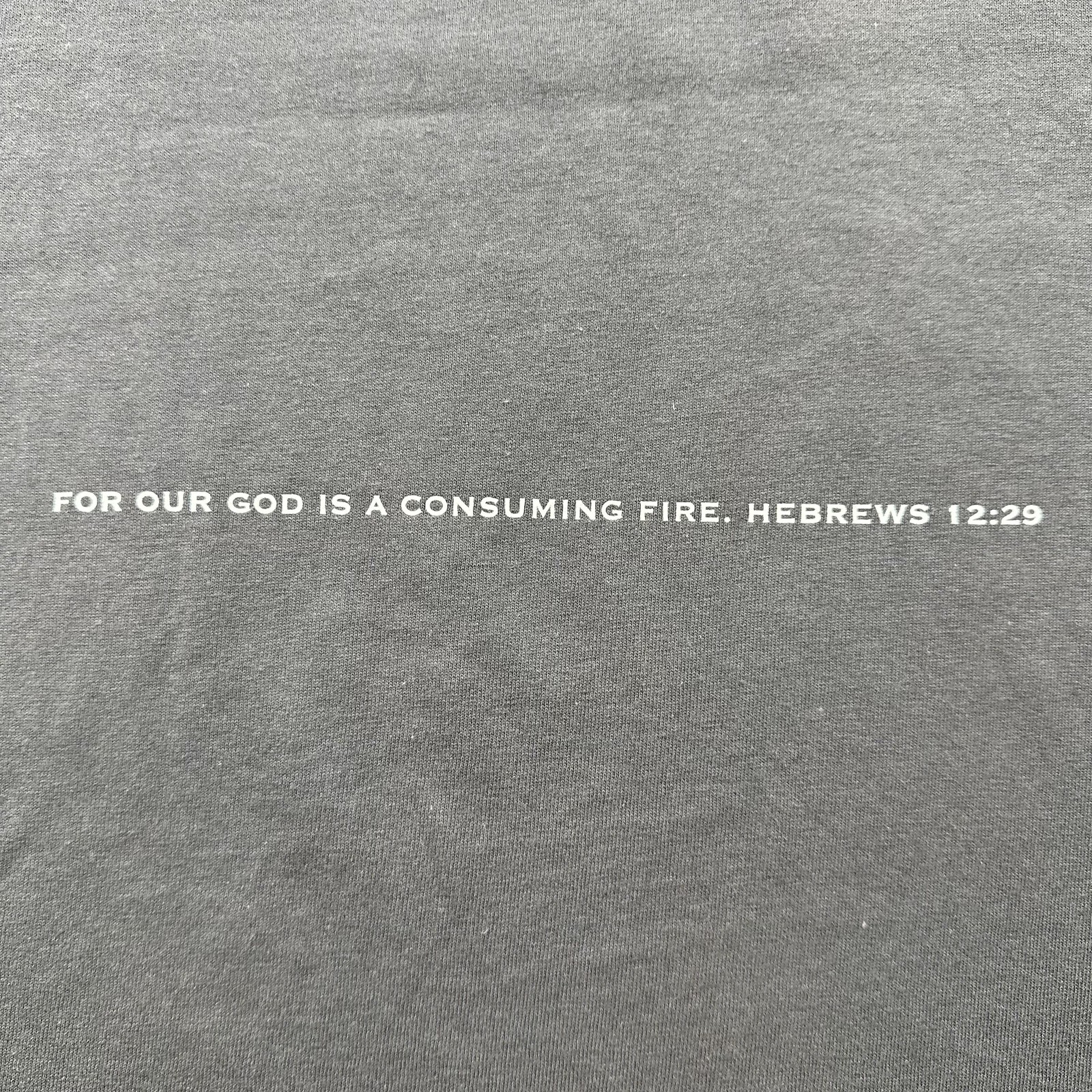 Vintage God T-Shirt Mens Medium Gray Yah Wear Hebrews Jewish Religion Fire y2k