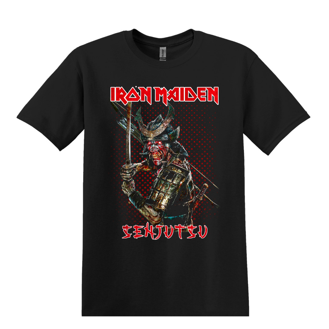 Iron Maiden Senjutsu Graphic Black T-Shirt Eddie Samurai Heavy Metal Band Tees
