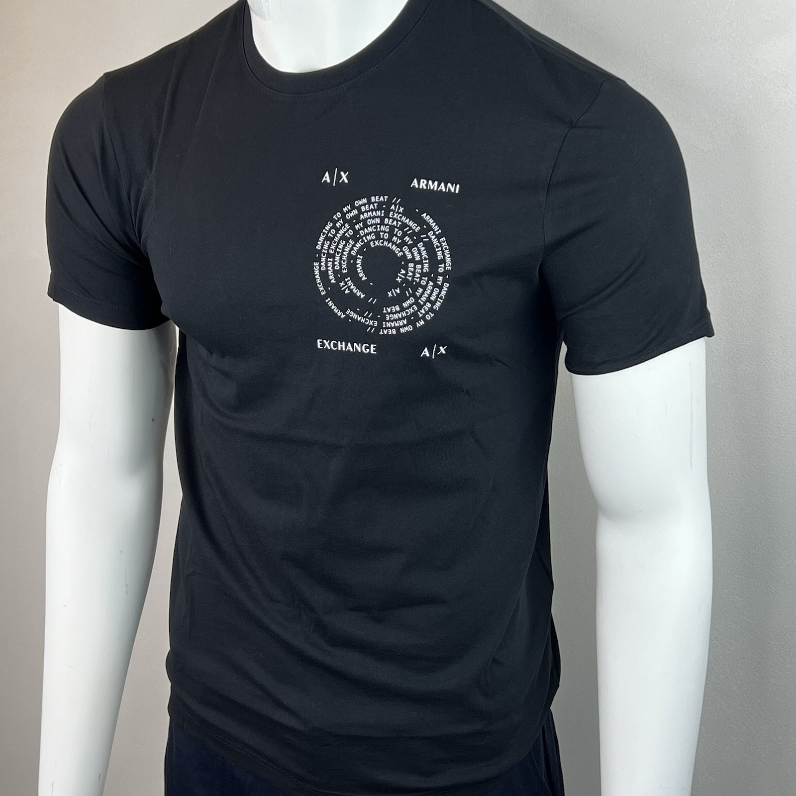 Armani Exchange Men’s Crewneck Short Sleeve Pima Regular Fit T-shirt Black Logo