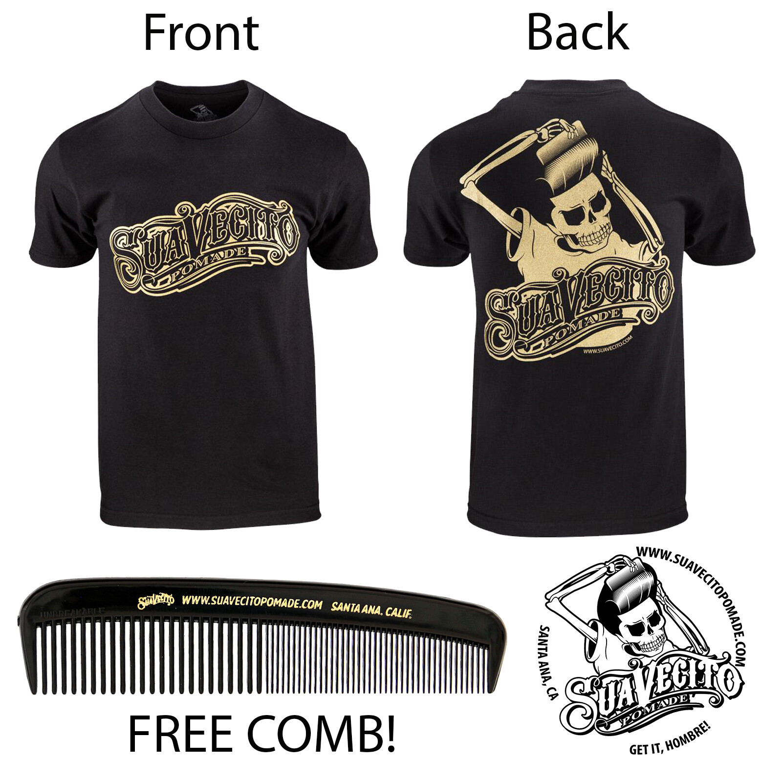 Men’s Suavecito OG Black & Gold Tee Shirt (S, M, L, XL, 2XL, 3XL, 4XL, 5XL)