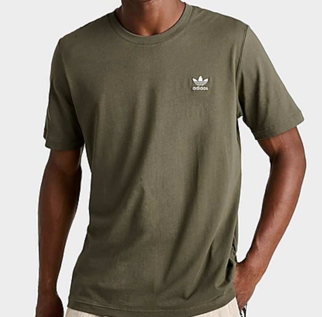 NEW MENS ADIDAS ORIGINALS ESSENTIALS TREFOIL TEE SHIRT~SIZE MEDIUM #IT3319 OLIVE