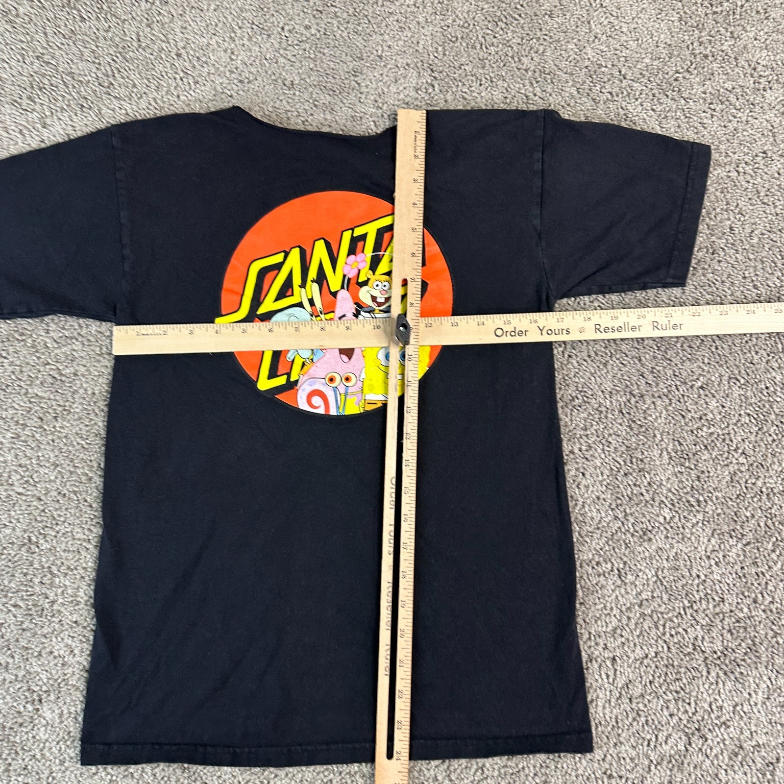 Santa Cruz Skateboards Shirt Mens Small Black Spongebob Patrick Skater READ