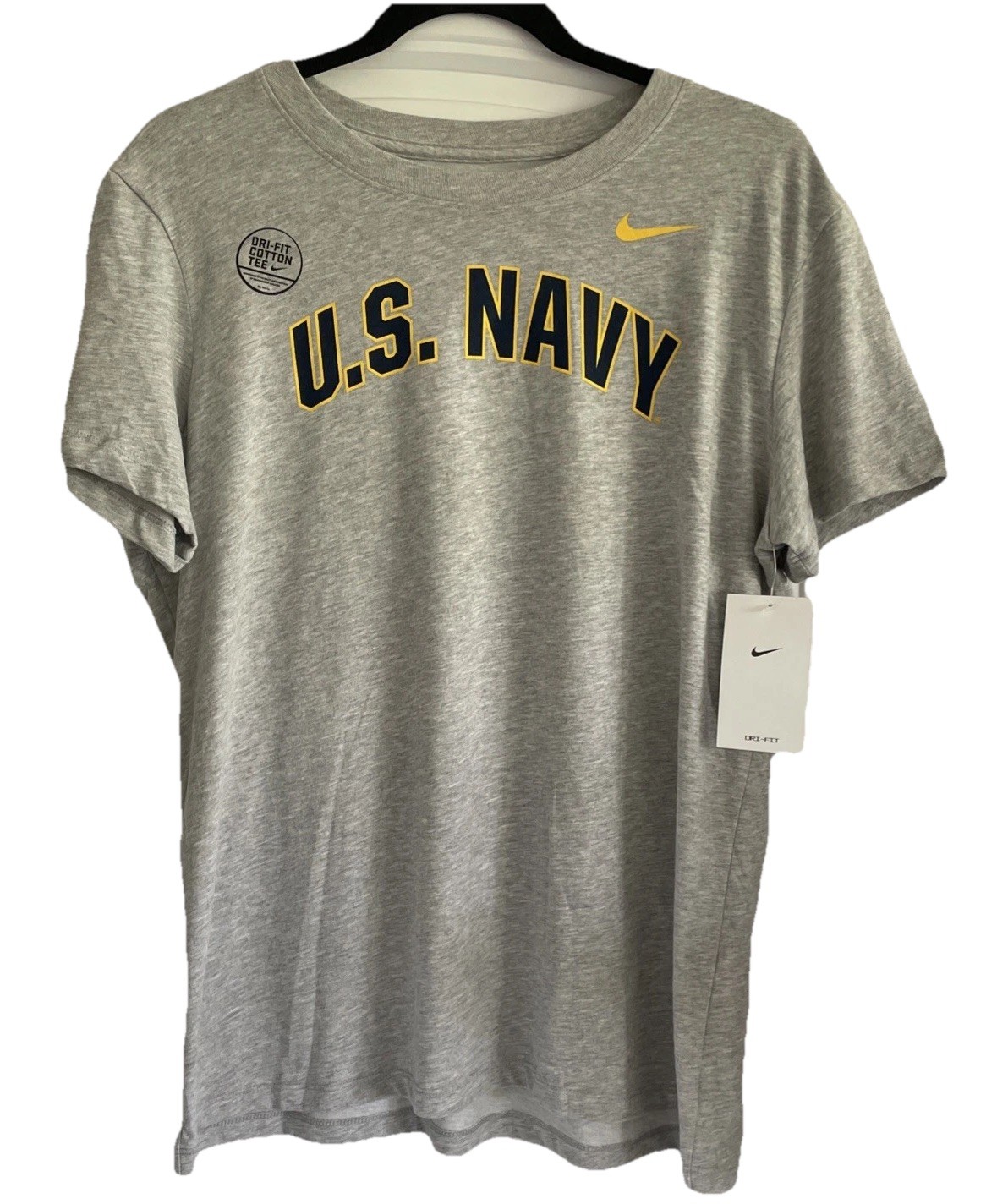 Nike Dri Fit Navy T- Shirt Heather Gray Short Sleeve Mens Sz L NWT