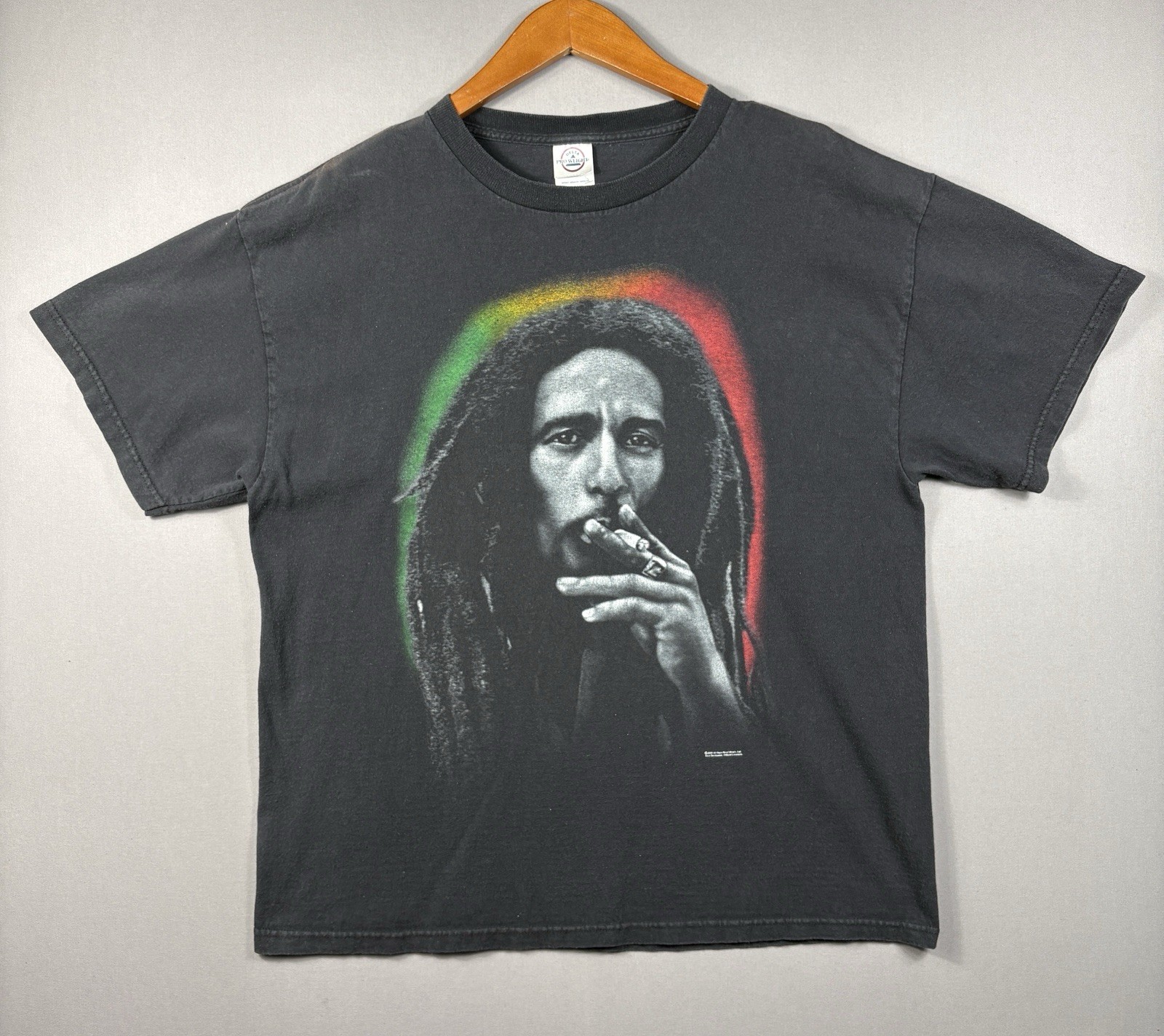 Vintage Y2K 2005 Bob Marley Smoking Tee Delta Tag Sz L Black T Shirt Music Zion