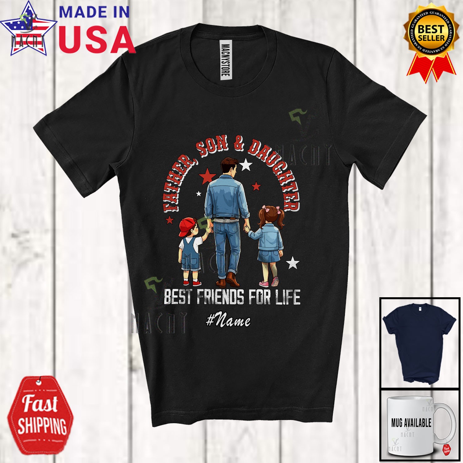Custom Name Father And Son Daughter Best Friends; Father’s Day Dad Family Shirt