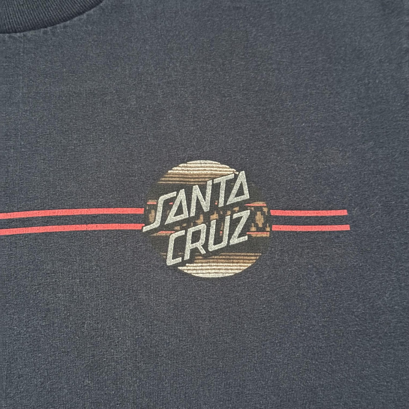 Vintage Santa Cruz Skateboards Shirt Mens L Blue Long Sleeve Stripe Graphic Surf