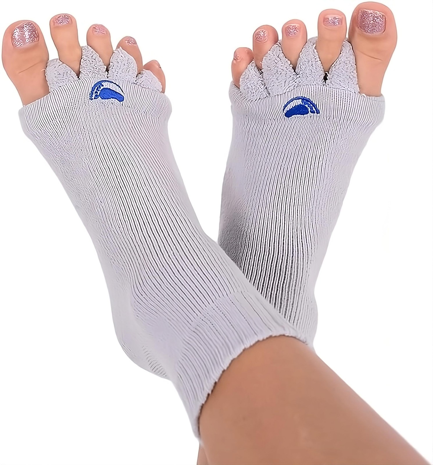 Foot Alignment Socks with Toe Separators for Men or Women | Light Grey Extra …