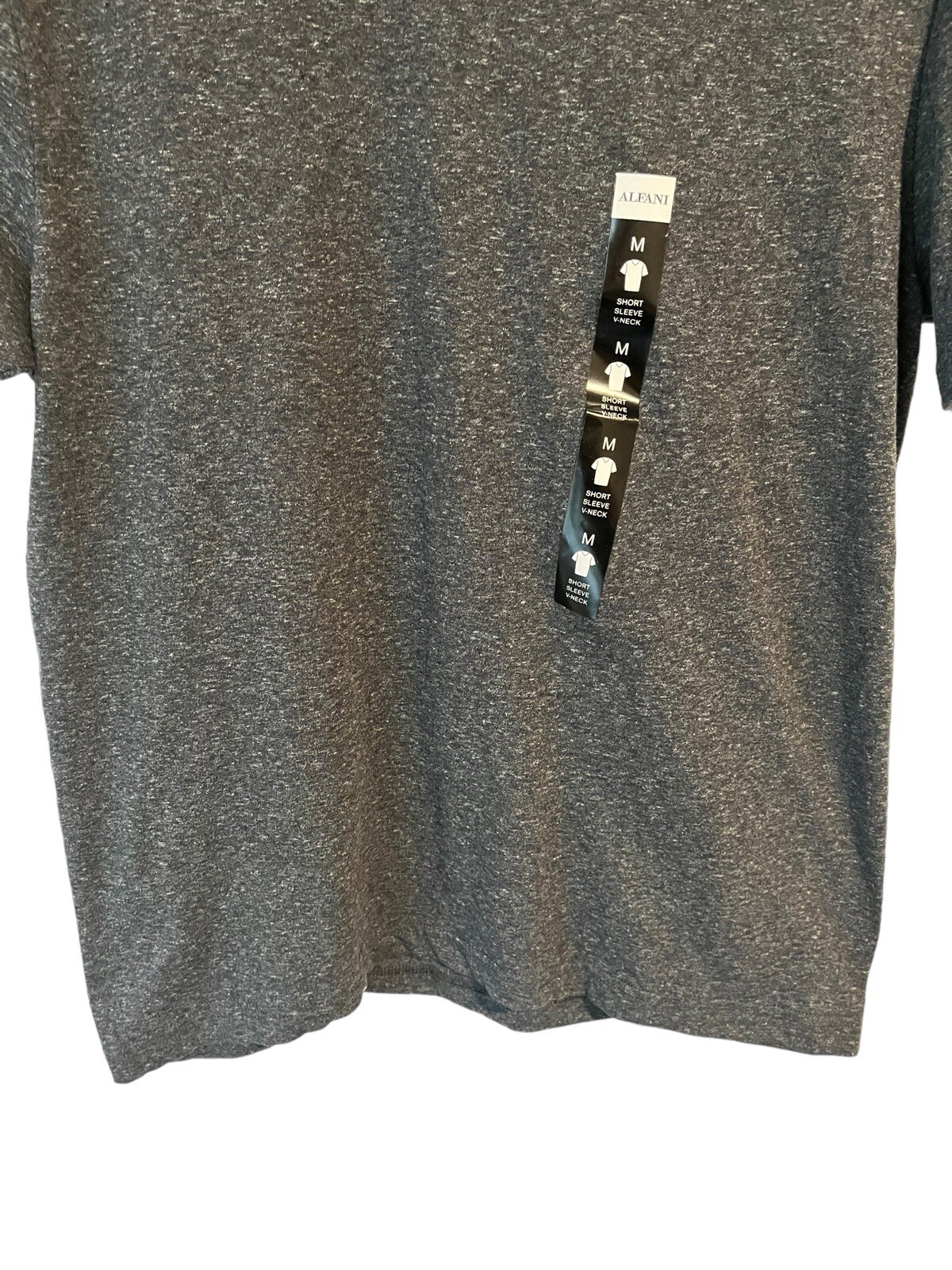Alfani T Shirt Mens Medium Heather Gray V Neck Tee Short Sleeve Poly Cotton NWT