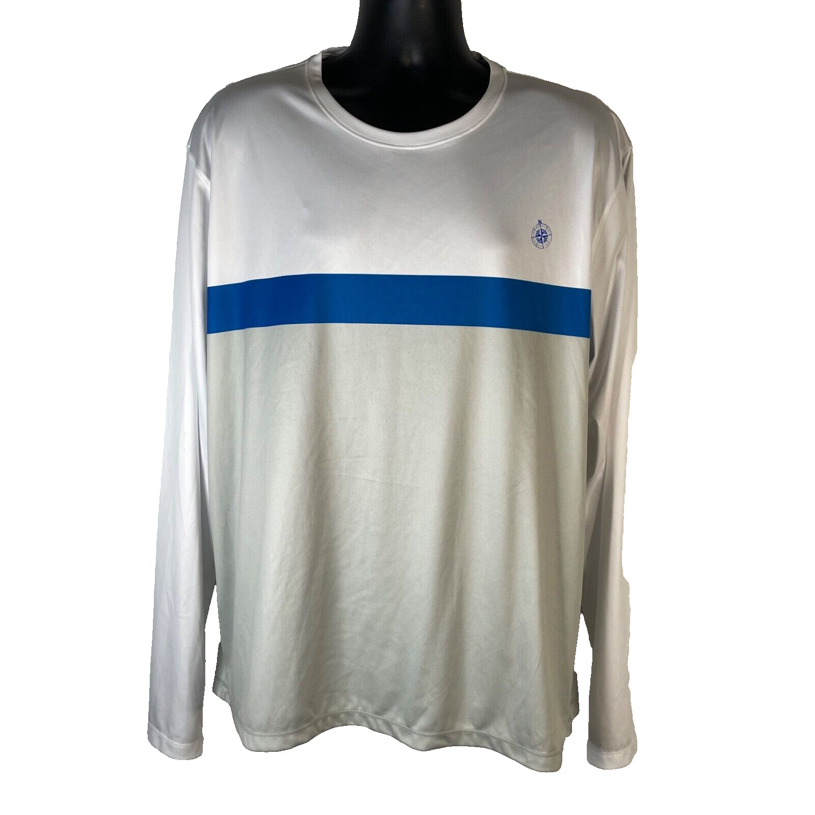 BOCA Classics Long Sleeve XXL Rash Guard Quick Dry Swim Shirt White Gray Blue