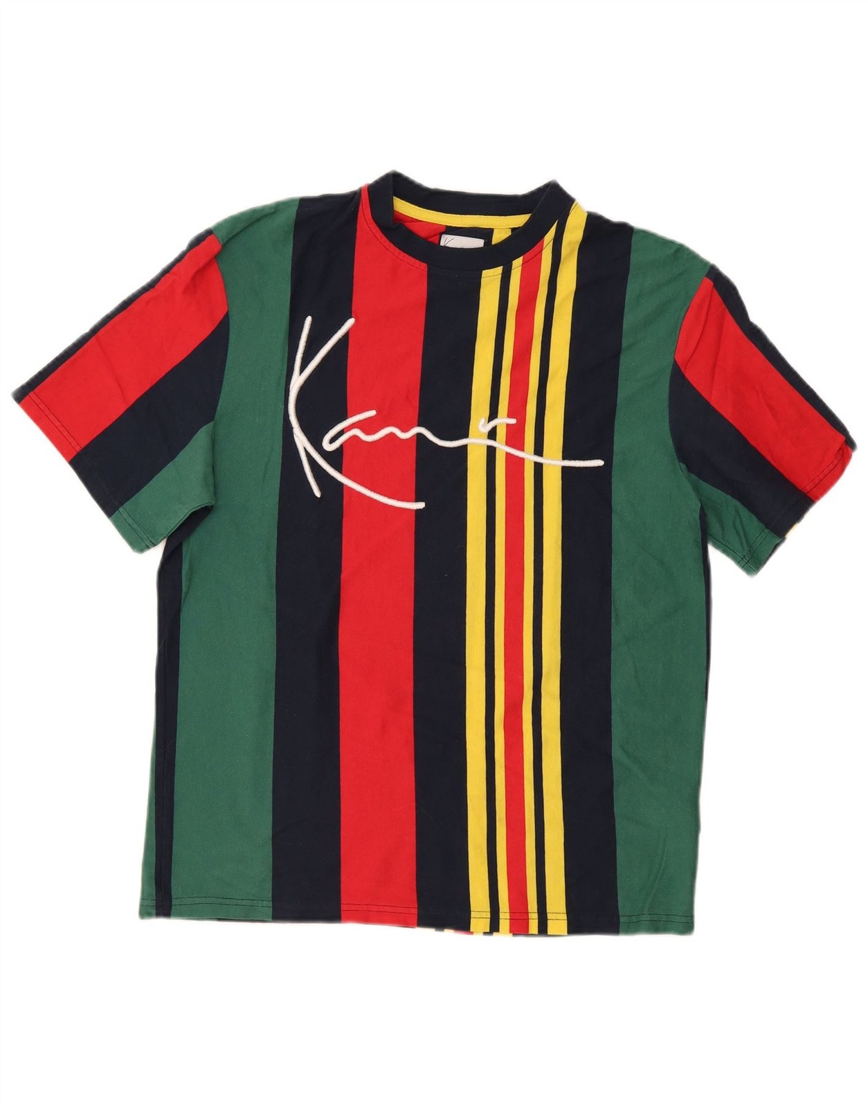 Karl Kani Mens Graphic T-Shirt Top XS Multicoloured Striped Cotton BS07