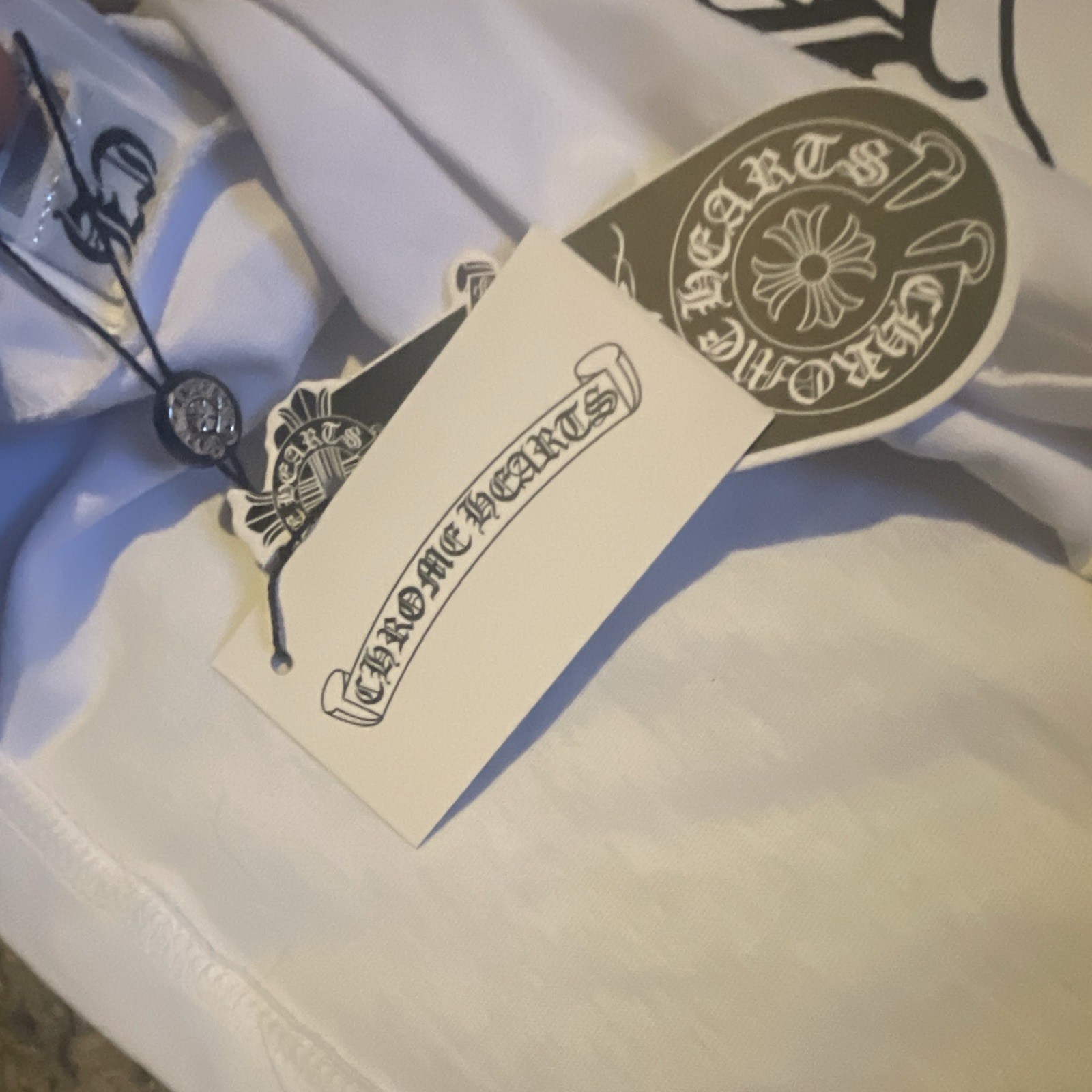 Chrome Hearts Raglan Long Sleeve Graphic Tee White/Black Cotton Jersey Men M