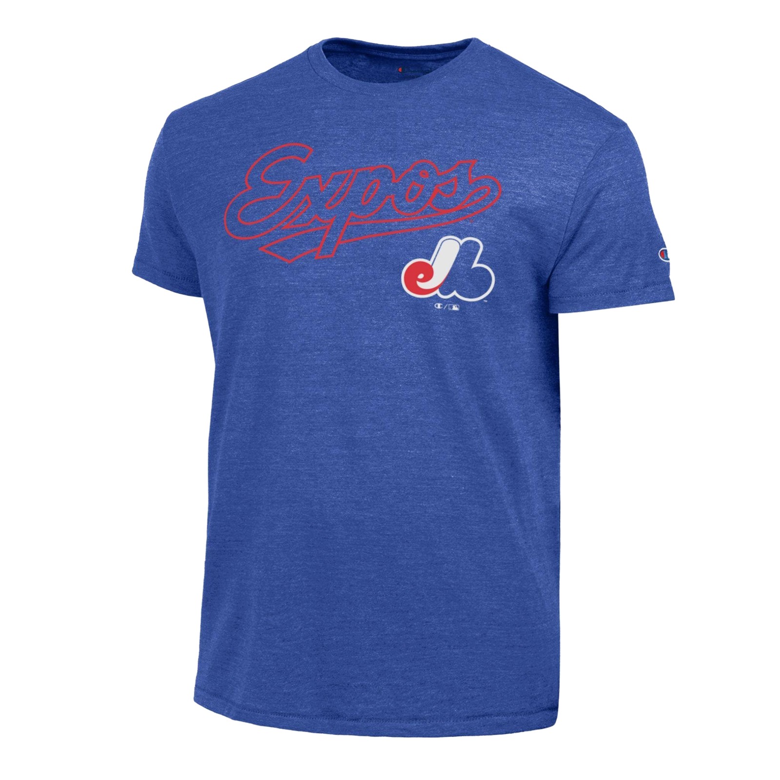 Men’s Champion Blue Montreal Expos Cooperstown Wordmark Lockup Tri-Blend