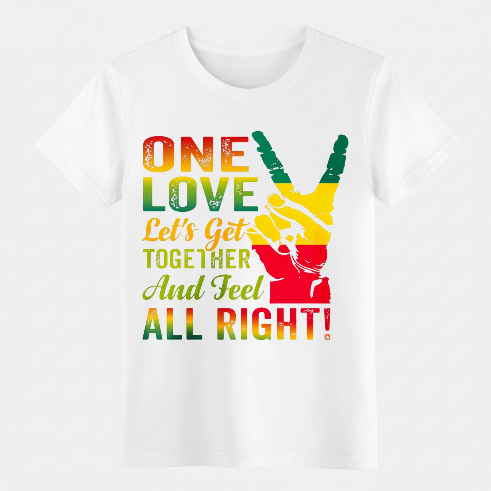 One Love Rasta Peace Hand Reggae Bob Marley Unity Graphic Unisex T-Shirt