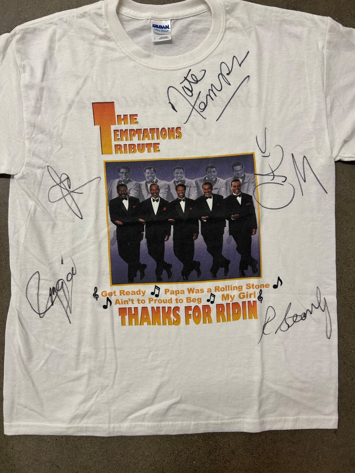 Vintage 00s The Temptations Tribute Signed Mens Band Music Shirt White Large