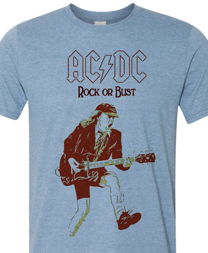 AC/DC Faces – Rock Or Bust – Short Sleeve Tee – Fast Ship