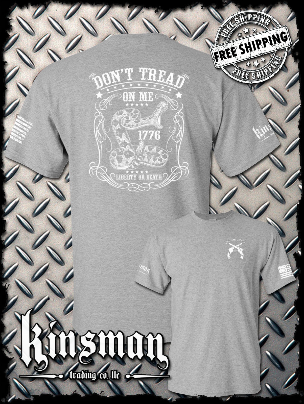Don’t Tread on Me Snake Liberty or Death 1776 T-Shirt Pro Gun 2nd Amendment USA