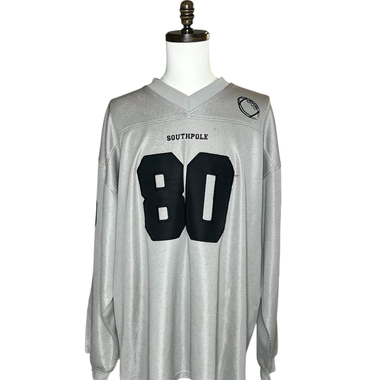 Southpole International Sports Men’s Gray Mesh Jersey V-Neck Long Sleeve 3XL