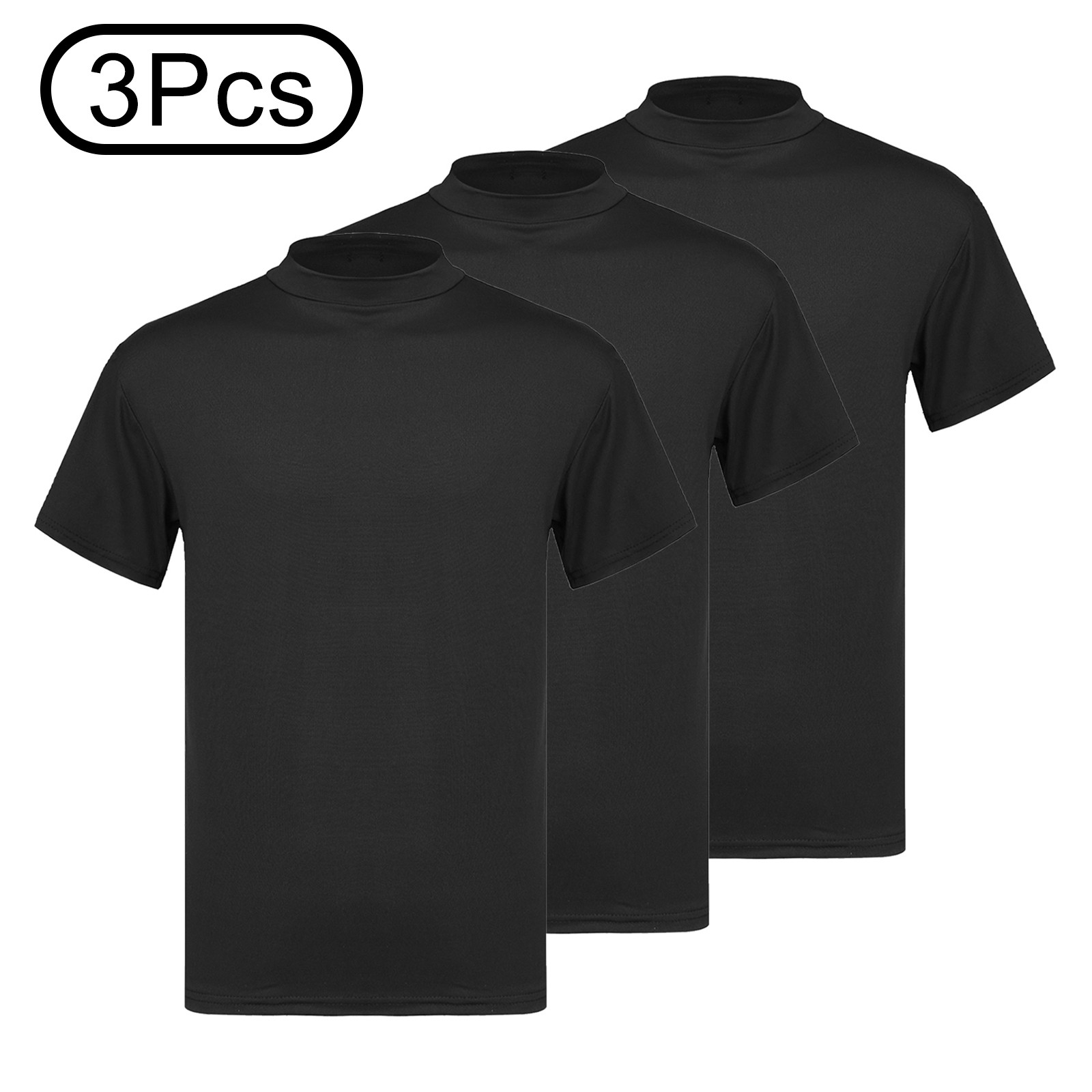 Mens Undershirt Daily Tops Wicking T-shirt Moisture 3Pcs Summer Fashion Shirts