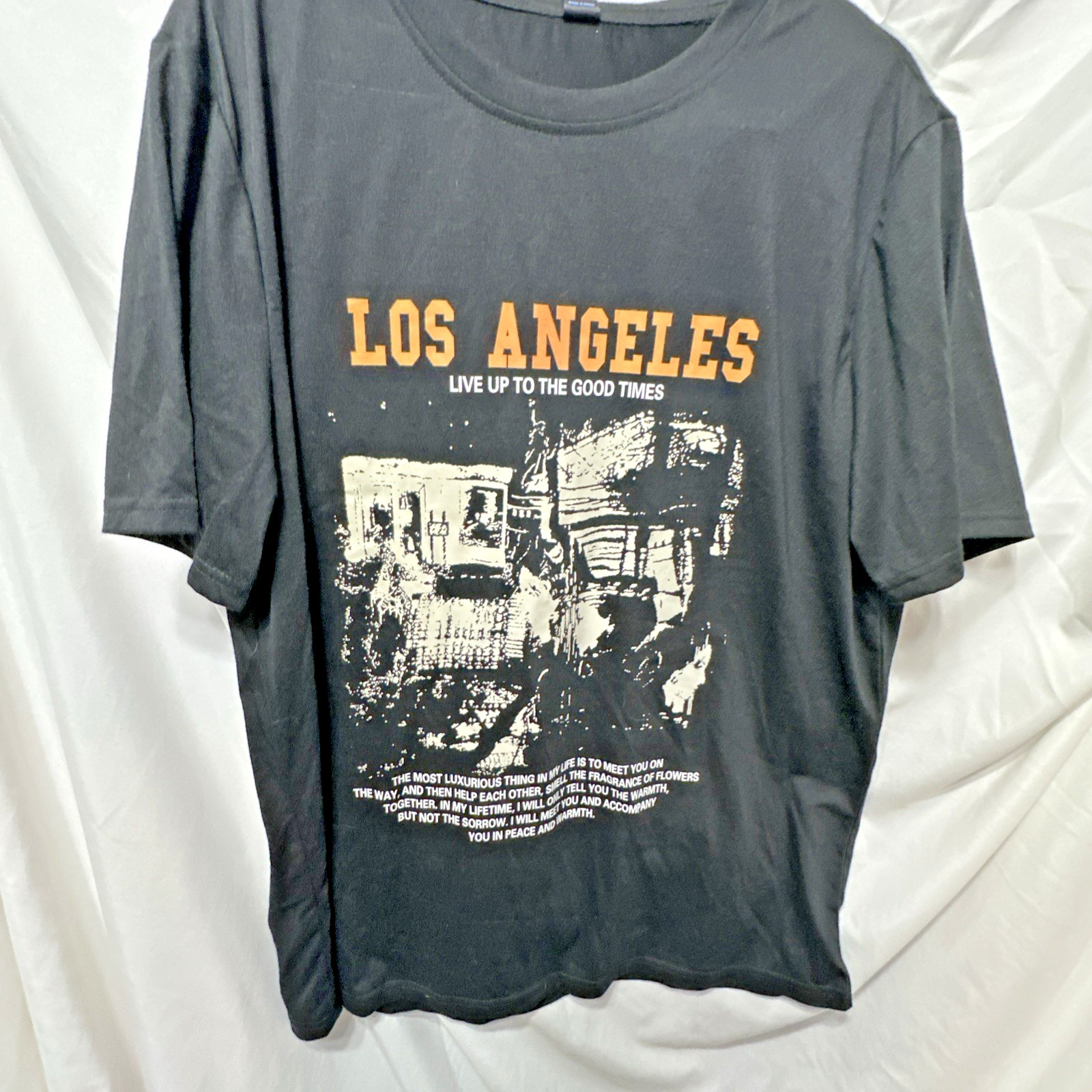 Romwe Los Angeles Live Up To The Good Times T-Shirt Sz. Black XL/42 NWT