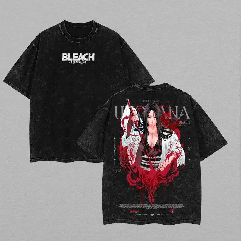 Unohana Bleach Vintage Tee – Washed Oversize Unisex couple T-shirts Anime Shirt