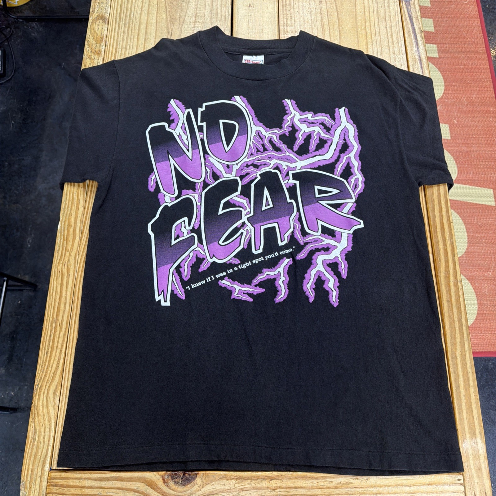 Vintage 90’s No Fear Lightning Graphic Black T-Shirt Men’s Large Single Stitch
