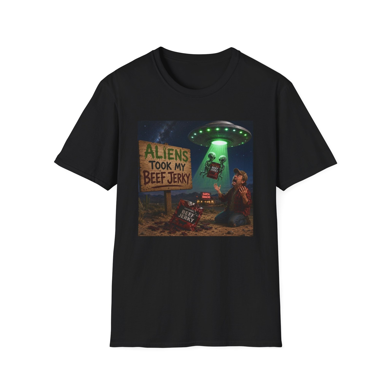 Aliens Took My Beef Jerky T-Shirt | UFO Abduction Snack Humor