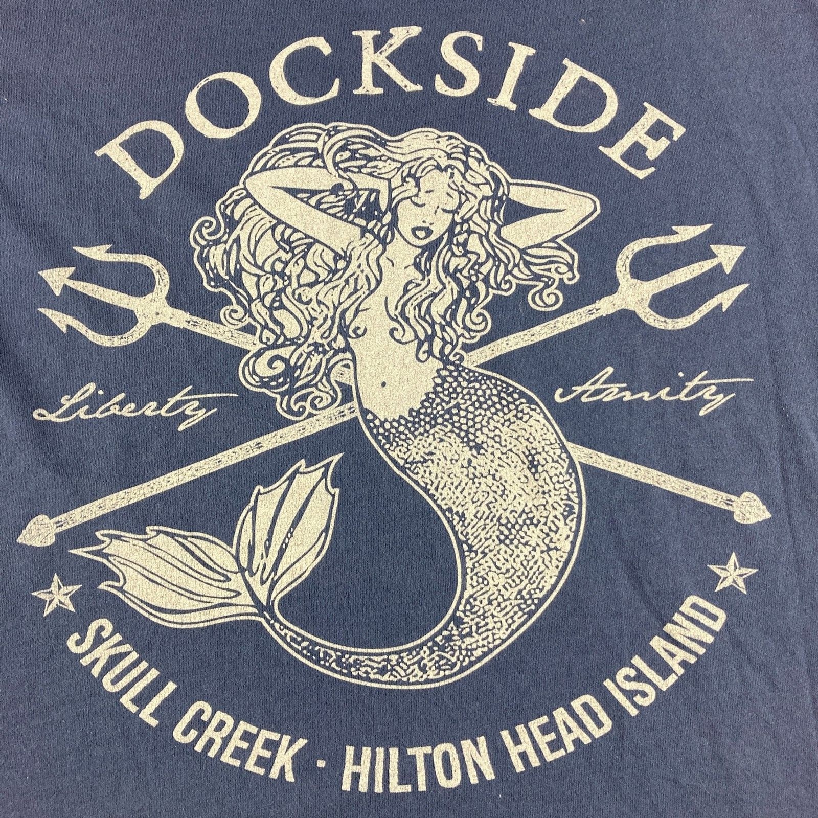 League Dockside Mermaid Graphic T Shirt Mens XL Blue Hilton Head Skull Creek
