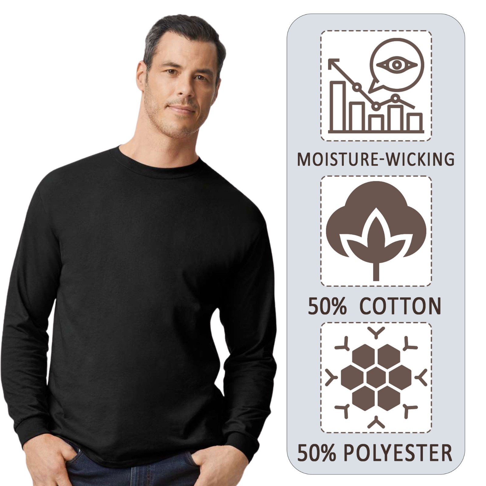 Gildan Long Sleeve Blank T-Shirt 50/50 Cotton/Poly Craft & DIY Tee